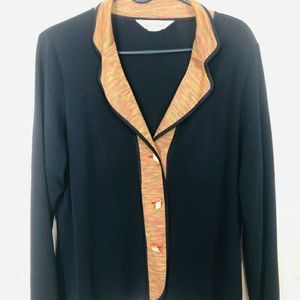 Misook black cardigan with multicolor accent